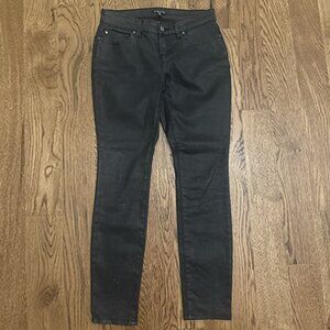 Eileen Fisher black organic cotton waxed skinny jeans Size 4P